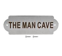 Stainless Steel Door Sign Board Rustproof Durable Warning Sign with Screws for Home Garden Gate Toilet Wall 16x5.5x0.2cm (THE MAN CAVE)