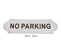 Stainless Steel Door Sign Board Rustproof Durable Warning Sign with Screws for Home Garden Gate Toilet Wall 16x5.5x0.2cm (NO PARKING)