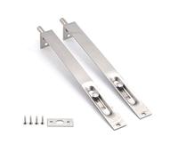 Stainless Steel Door Slide Bolt Latch Lock Flush Bolt for Primary-Secondary Doors, Double-Open(8 Inch/Pack of 2)
