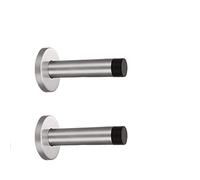 Stainless Steel Door Stopper, Wall Mounted Doorstop with Rubber Buffer Bumper, 90mm Long Door Stop for Bedroom Home Office, Pack of 2