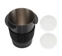 Stainless Steel Dosing Cup with Puck Screen, Coffee Powder Dosing Mug, Medium Capacity Coffee Dosing Cup for Espresso Maker, Includes 2 Puck Screens for Even Tamping and (53MM)