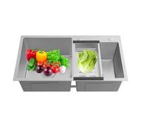 Stainless Steel Double Bowl Kitchen Sink - Home Simple Laundry and Multi-Purpose Sink With Two Installation Methods for Backyard Garage