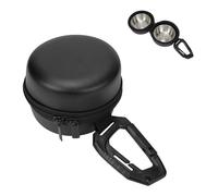 Stainless Steel Double Cup Outdoor Drinking Bowl - Hangable Pet Feeder with Quick Hanging Bag & Case, Portable Cat/Dog Bowl for Travel Camping, Durable Enduring Design (Black)