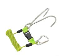 Stainless Steel Double-Ended Reef Hook with Spring-Loaded Safety Lanyard, 316 Marine Grade Scuba Diving Accessory for Strong-Currents, Quick-Release-Buckle(green)
