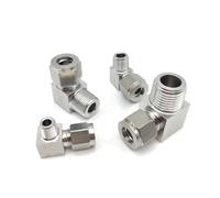 Stainless Steel Double Ferrule Elbow 6mm 8mm 10mm 12mm Tube to M6/M8/M10/M12/M14/M16 Male Thread 90 Degree Right Angle Fitting(6mm OD Tube,M6)