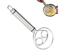 Stainless Steel Ďouble -Hole Flour Mixer, Two-Hole High-Speed Dough Mixing Tool Ånd Manual Egg Beater, Professional Grade Household Baking Accessory for Bread and Pastries, Long-Tail Double-Lo