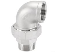 Stainless Steel Double Inner Thread Union Elbow Connector For Water Pipe Systems Duty 304 Grade Fitting Silver Color 2 By 2 By 6 Point 3 Cm Size(N)