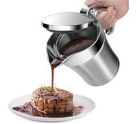 Stainless Steel Double Insulated Gravy Jug with Hinged Lid for Thanksgiving Dinner - 17oz