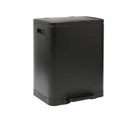 Harbour Housewares 30L (2x15L) Stainless Steel Double Kitchen Pedal Bin - Soft Close Compartments for Recycling and Waste - Matte Black Dual Trash Can with Removable Inner Buckets for Home or Office