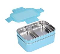 Stainless Steel Double Layer Box Reusable Lunch Container with Transparent Lid 500ml+800ml, Stainless Steel Lunch Box for Whole Meals and Snacks On the Go (Blue)