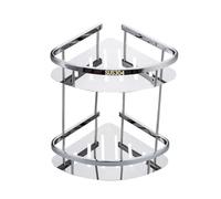 Stainless Steel Double Layer Corner Rack - Space-Saving Shower Kitchen & Bathroom nizer with Hollow-out Drainage for Easy Cleaning & Efficient Storage Solutions