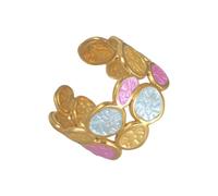 Stainless Steel Double Layer Open Rings Adjustable Irregular Shape Fashion Jewelry Women Trendy Accessories Fashionable Two Tone Drop Oil