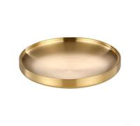 Stainless Steel Double Layer Round Tray with Gold Finish, Featuring Heat Insulation, Non Slip Base, and Design for Various Serving and Display Needs (19CM)