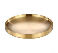 Stainless Steel Double Layer Round Tray with Gold Finish, Featuring Heat Insulation, Non Slip Base, and Design for Various Serving and Display Needs (23CM)