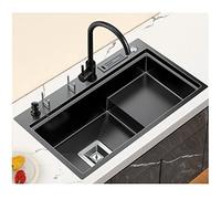 Stainless Steel Double Ledge Workstation Kitchen Sink - Topmount 78x46cm Stepped Design for Modern Kitchens Durable & Stylish (Color: B2) - Perfect for Home Chefs