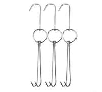 Stainless Steel Double Meat Hanging Hook for Roasting Duck Chicken Turkey and Beef on Grill Oven or Rotisserie (B)