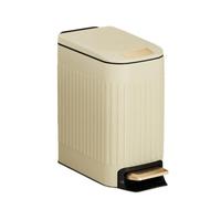Stainless Steel Double Narrow Bathroom Rubbish Bin with Lid Soft CloseStep-On Trash Can No Touch with Inner Bucket for Bedroom Office Living Room 6L(white)