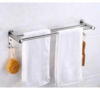 Stainless Steel Double Pole Wall-Mounted Towel Rack with Hooks Rust-Proof Bathroom Shelf Multi-Size 80cm Towel Rail for Efficient Space Saving and nization