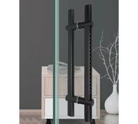 Stainless Steel Double Sided Adjustable Glass Door Handles Set Matte Black Pulls for Barn/Front/Shower Doors (47 1/4")