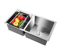 Stainless Steel Double-Sink Kitchen Sink Set | Modern Design | Large Capacity | Easy to Install | Premium Quality