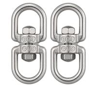 Stainless Steel Double Swivel Ring Hook M4 2pcs for Hanging | Dual Clip, 360 Degree Rotation, Silver Finish, for Bird Feeders, String Lights, Patio Use