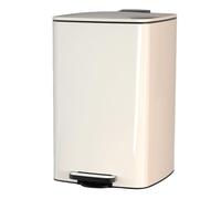 Stainless Steel Double Trash Can for Kitchen & Bathroom Soft-Close Lid Pedal Operation 8L Large Capacity Touchless Design with Inner Bucket (Matte White)