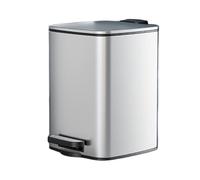 Stainless Steel Double Trash Can with Soft Close Lid Step Pedal Touchless Design 20L Plastic Inner Bin for Kitchen Bathroom & Bedroom (Silver)