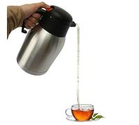Stainless Steel Double Wall Insulated Thermal Vacuum Teapot Thermos Flask Safety Push Button with Handle Dispenser Air Pot Travel Hot Cold Coffee Tea Camping Hiking Jug for Home Restaurant (1.5 L)