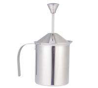 Stainless Steel Double Wall Milk Frothing Pitcher 400ml | Lid and Dual Spring Mesh, Polished Silver Finish, for Cappuccino Latte and Matcha