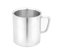 Stainless Steel Double Wall Tea Coffee Mugs, 100 ml/ 3.4 oz, Set of 6, Silver, Comfortable Wide Handle, Small Camping Cups, Metal Mug Durable Tea Mug Cup