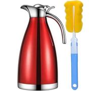 Stainless Steel Double-Wall Thermal Carafe, 2L Vacuum Insulated Coffee Tea Juice Pot with Anti-Leakage, Anti-Splashing Features, Red