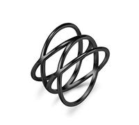 Stainless Steel Double X Criss Cross Statement Ring for Women Knuckle Stackable Party Cocktail Rings Wide Wedding Band Comfort Fit, Color Black Gold Silver, Stainless Steel, No Gemstone