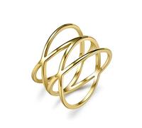 Stainless Steel Double X Criss Cross Statement Ring for Women Knuckle Stackable Party Cocktail Rings Wide Wedding Band Comfort Fit, Color Black Gold Silver, Stainless Steel, No Gemstone