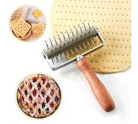 Stainless Steel Dough Docker with Wood Handle - Time-Saver Pizza Roller Docker, Bread Pin Puncher, Pizza Wheel for Pie, Pastry, Bread Dough
