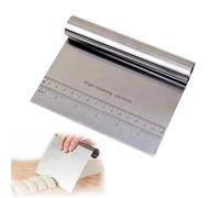 Stainless Steel Dough Scraper - Metal Dough Cutter with Measurement Scale - Bench Scraper for Bread, Pizza, Pastry, Cake - Kitchen Scraper Tool with Ergonomic Handle (Silver, 1 Pack)
