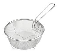 Stainless Steel Drain Basket, Multifunctional Foldable Deep Fry Basket - Round Wire Mesh French Chip Frying Serving Food Presentation Tableware with Folding Handles