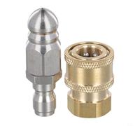 Stainless Steel Drain Cleaning Nozzle Tips Kit for Pressure Washers up to 5000 PSI - Compact Sewer Jetter Nozzle with 1/4" Quick Connect Fitting