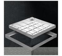 Stainless Steel Drain Cover - t Manhole Cover with Frame Square Paving Inspection Lid Hidden Design (5cm Height 90x90cm/35.4x35.4in)