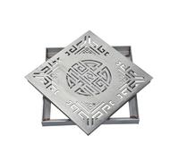 Stainless Steel Drain CoverOutdoor Drain Grate withFloral Pattern for Fast Draina & Leaf BlockingIdeal for Yard Patio Driveway & Ga (24x24x1.2in)