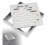 Stainless Steel Drain Grate with Frame 150 x 150 x 20 mm, Square Drainage Grid, Non-Slip & Clogging Proof, for Garden, Patio, Bathroom, Patio & Rainwater Fountain