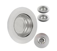 Stainless steel drain strainer, 3 pieces, Ø 70 mm outside, 44 mm inside, protrudes 18 mm into the sink, drain strainer for kitchen sink, washbasin, shower tray, bathtub