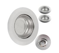 Stainless steel drain strainer, 3 pieces, Ø 90 mm outside, 57 mm inside, protrudes 20 mm into the sink, drain strainer for kitchen sink, washbasin, shower tray, bathtub