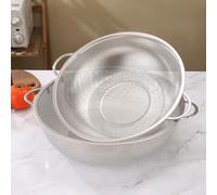 Stainless Steel Drainage Basket with Curved Handle and Level Footing for Balanced Support During Use Perforated Ensures Complete Water Removal (19.5CM)