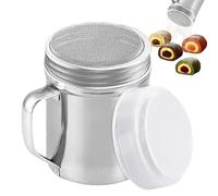 Stainless Steel Dredger Shaker with Handle, Dusters Mesh Powder Shaker, Flour Icing Sugar Duster Spices Bottle for Syrup Cream PowderedSugar Cocoa Cappuccino