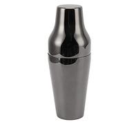 Stainless Steel Drink Shaker, French Style 2 Section Cocktail Shaker, Martini Mixer with Smooth Satin Finish for Bar Home Camping Picnic Use, Rust and Dishwasher Safe (Dazzling Black)