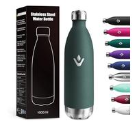 Stainless Steel Drinking Bottle, 1 Litre, Insulated Bottle with Vacuum Double Wall, Leak-Proof Thermos Flask, BPA-Free for School, Outdoor, Bike, Running, Office, Gym, Sports,
