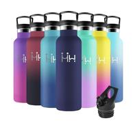 Stainless Steel Drinking Bottle 750 ml BPA-Free Drinking Bottle with Straw Cold and Warm Stainless Steel Leak-Proof Thermos Flask for Sports Fitness Outdoor Yoga Bicycle Dark Blue