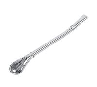 Stainless Steel Drinking Straw Spoon, Drinking Straw Spoon, Reusable Drinking Straw Filtered Spoon Stir Metal Straws, for Drinking Loose Tea,Ice Coffee,Silver