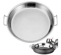Stainless Steel Drip Pan for Big Green Egg, Kamado Joe Classic Joe, Acorn & Weber Grills, 13" Reusable Round BBQ Drip Tray, Baking Pan, Grease Catcher & Serving Plate