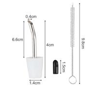 Stainless Steel Drip Spout with Cleaning Brush for Camping Kettle, 15-19mm Conversion Spout Compatible with Outdoor Brewing, Aluminum Alloy & Silicone Handle, Compact Lightweight Design (Black/White)